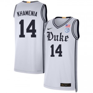 Nikolas Khamenia Blue Devils College Basketball Men's #14 Replica Jerseys - Team White 300669-517