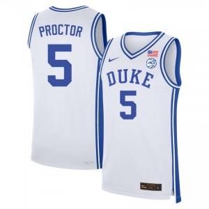 Tyrese Proctor Duke University #5 NCAA Mens College Basketball Jerseys - White 488031-458