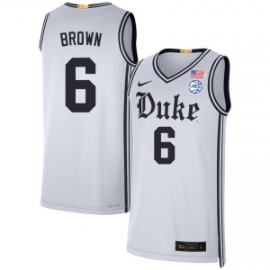 Maliq Brown Blue Devils #6 College Basketball Men Embroidery Jerseys - Team White 800752-797