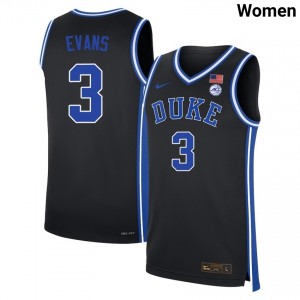 Isaiah Evans Blue Devils Women's Embroidery College Basketball #3 Jerseys - Black 339789-833