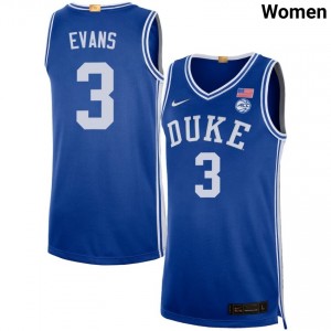 Isaiah Evans Duke #3 College Basketball NCAA Women Jersey - Royal 603444-510