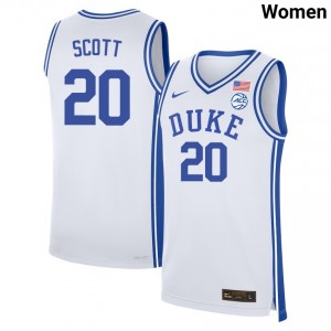 Jack Scott Duke Official College Basketball #20 Womens Jerseys - White 176998-667