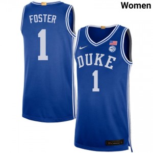 Caleb Foster Blue Devils Replica Women #1 College Basketball Jersey - Royal 830340-470