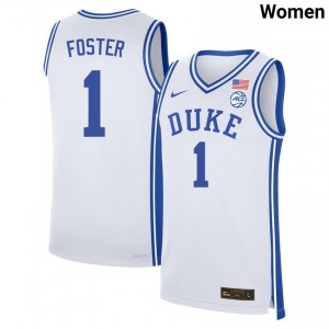 Caleb Foster Duke Blue Devils Women's Official #1 College Basketball Jerseys - White 540172-989