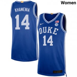 Nikolas Khamenia Duke College Basketball #14 Women Embroidery Jersey - Royal 708543-391