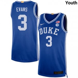 Isaiah Evans Duke Youth #3 College Basketball Official Jersey - Royal 879126-442