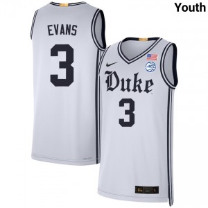 Isaiah Evans Duke Blue Devils College Basketball #3 Embroidery Youth Jersey - Team White 768574-559