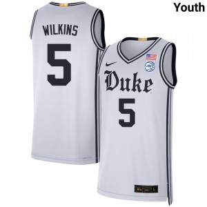 Sebastian Wilkins Duke Blue Devils Embroidery Youth #5 College Basketball Jersey - Team White 974205-466
