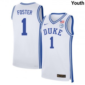Caleb Foster Duke High School #1 College Basketball Youth Jerseys - White 912480-689