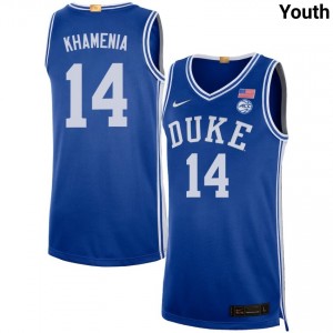 Nikolas Khamenia Duke #14 College Basketball Youth Stitched Jerseys - Royal 557630-677