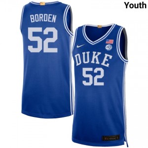 Stanley Borden Duke Youth Embroidery #52 College Basketball Jerseys - Royal 176365-165